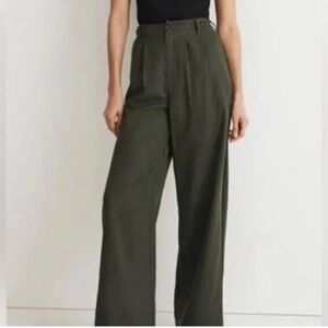 Madewell Harlow Olive Green Wide-Leg Trousers